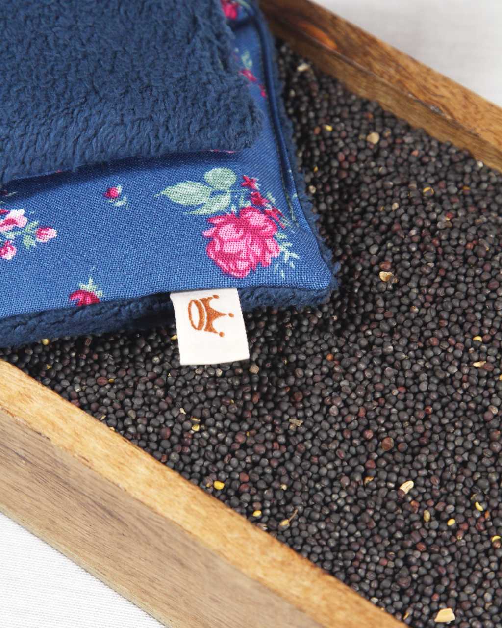 Wärmekissen blau Rose mit 3 Kammern