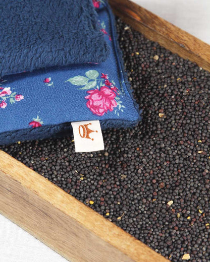 Wärmekissen blau Rose mit 3 Kammern