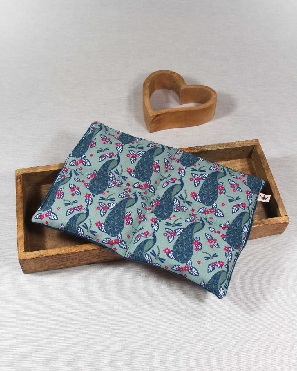 Wärmekissen petrol Pfau mit 4 Kammern